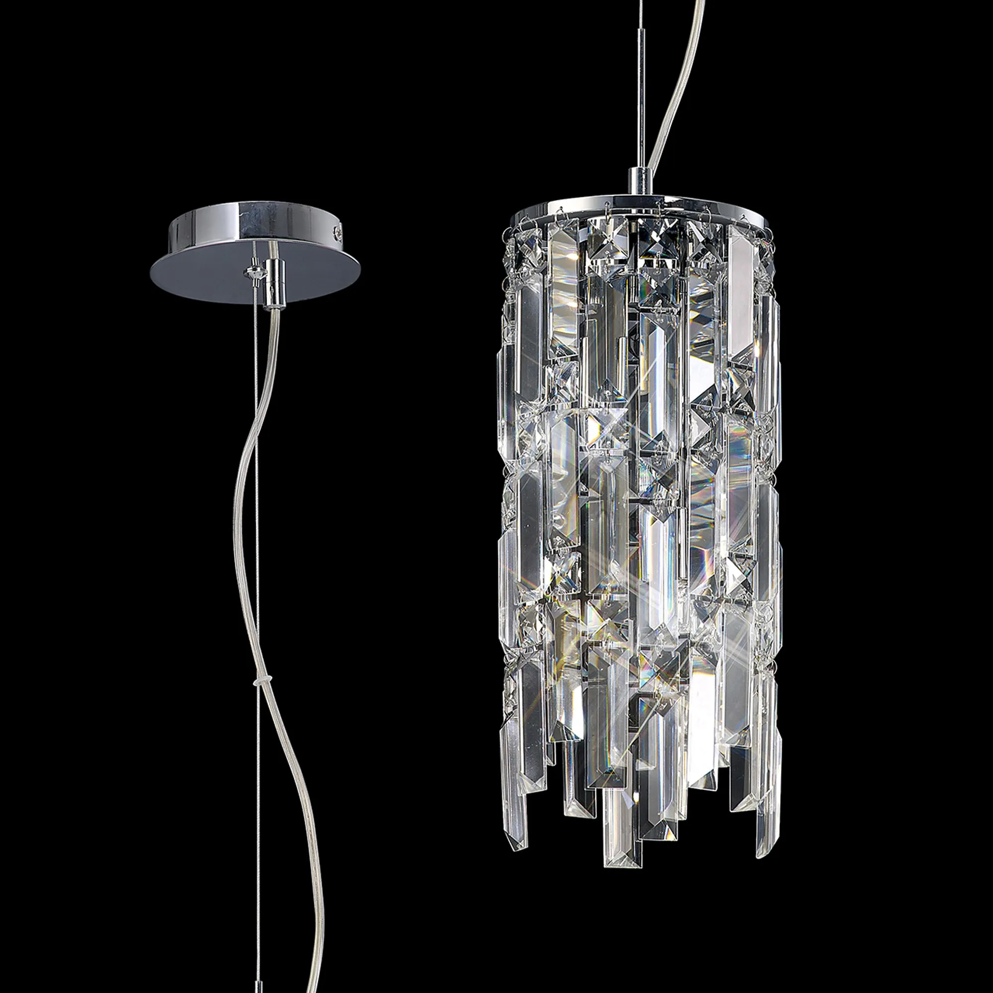 IL30253  Maddison Crystal Pendant 2 Light Polished Chrome